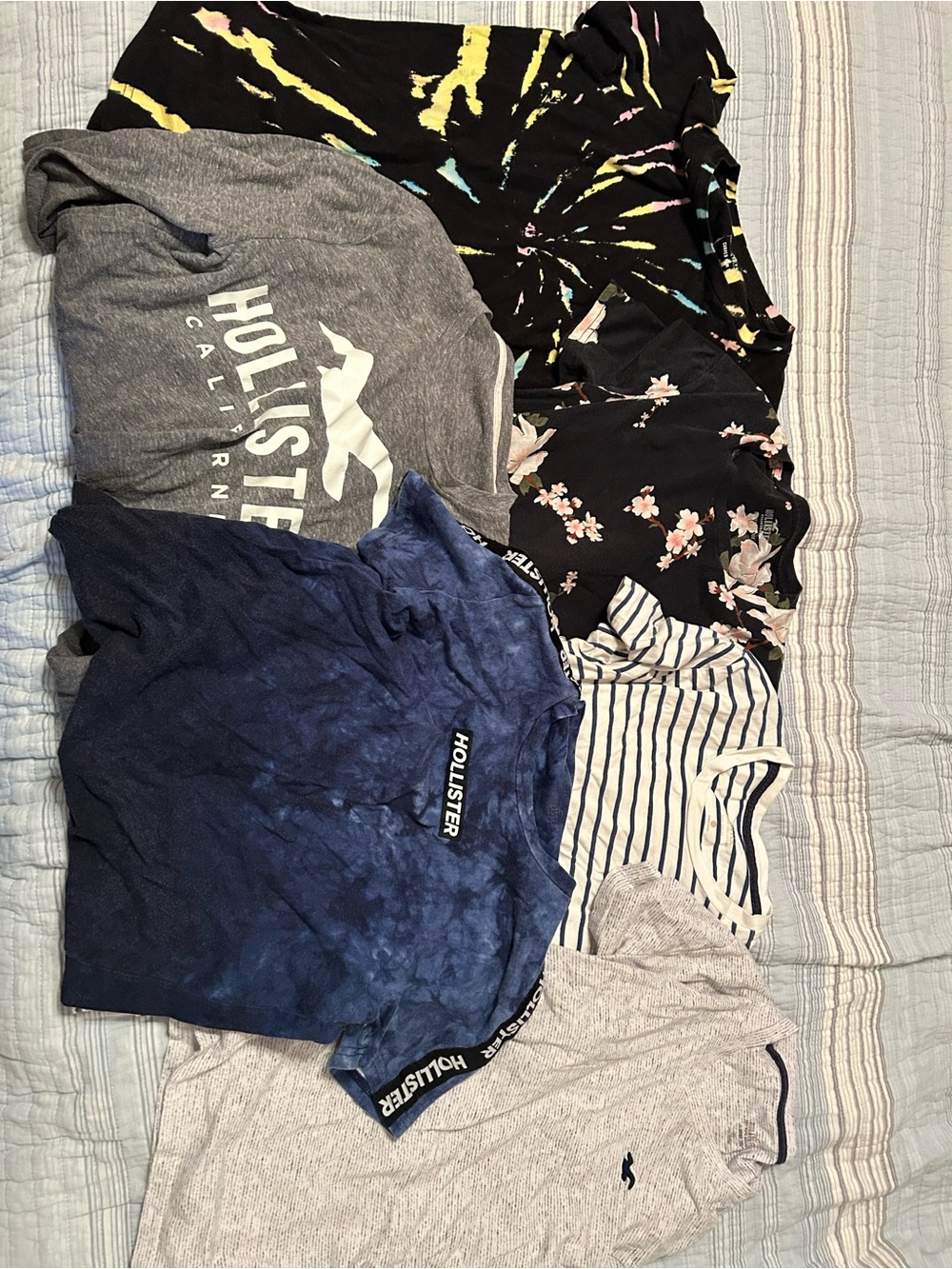 Hollister Navy Tie-Dye Pocket Logo Tee